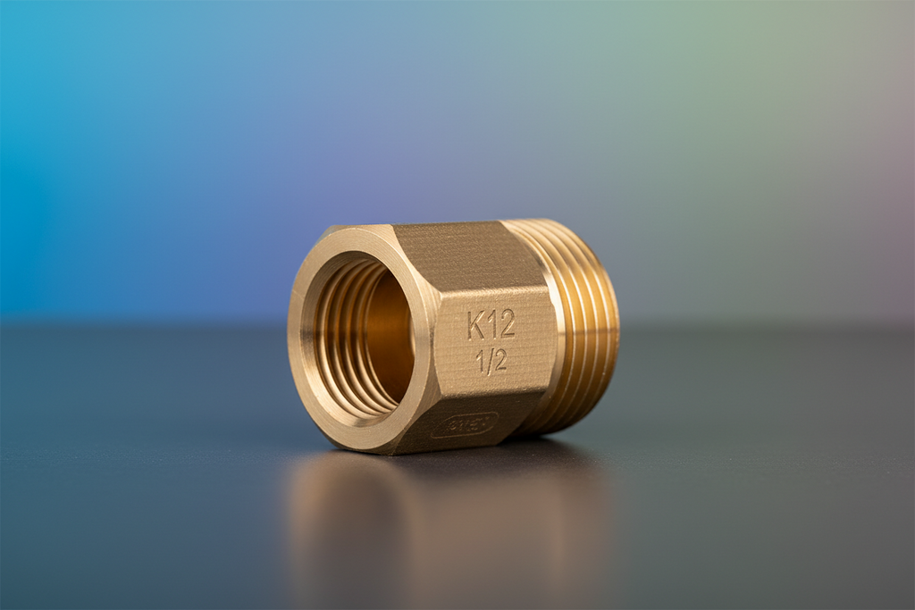 ½" K12 Brass Gate Valve — Wheel Handle Inline Shut-Off Valve