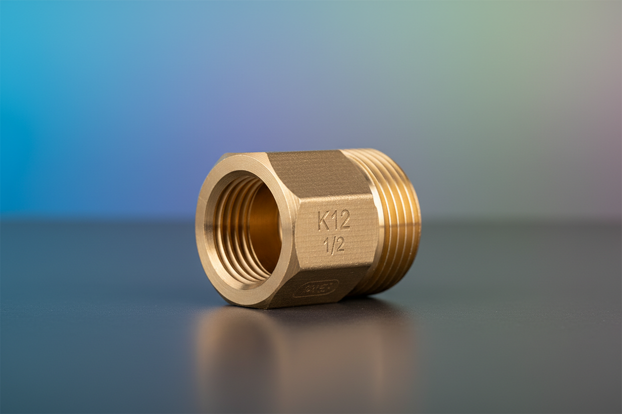½" K12 Brass Gate Valve — Wheel Handle Inline Shut-Off Valve
