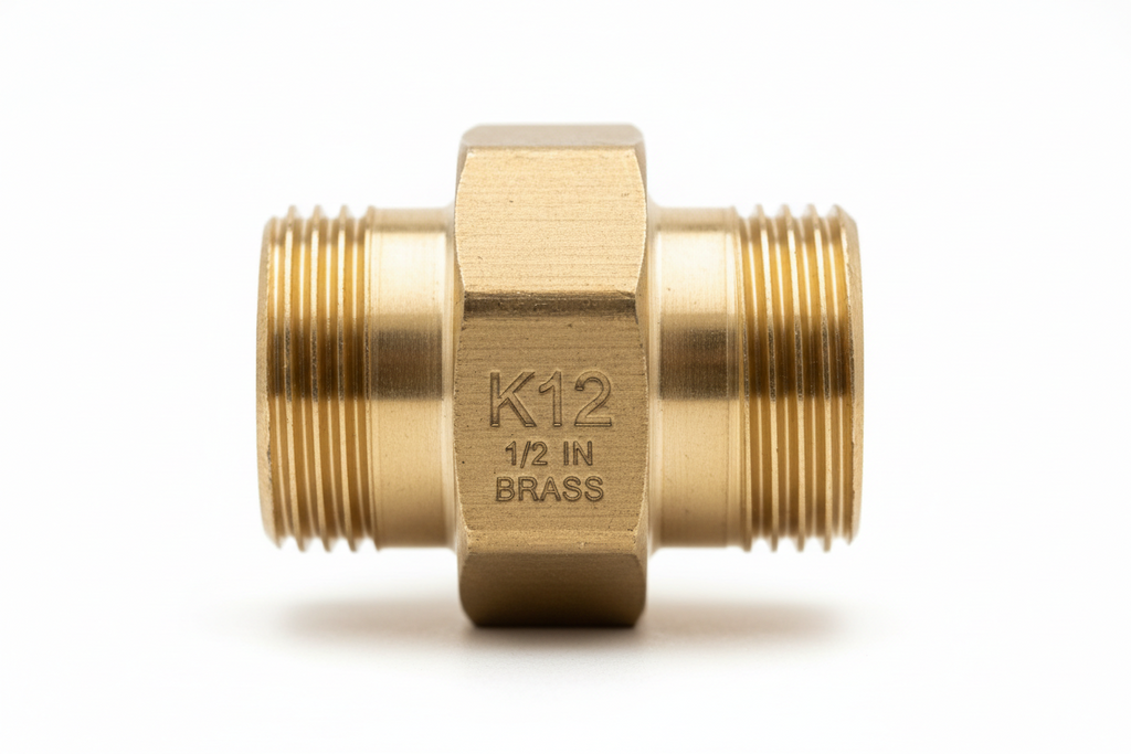 ½" K12 Brass Gate Valve — Wheel Handle Inline Shut-Off Valve