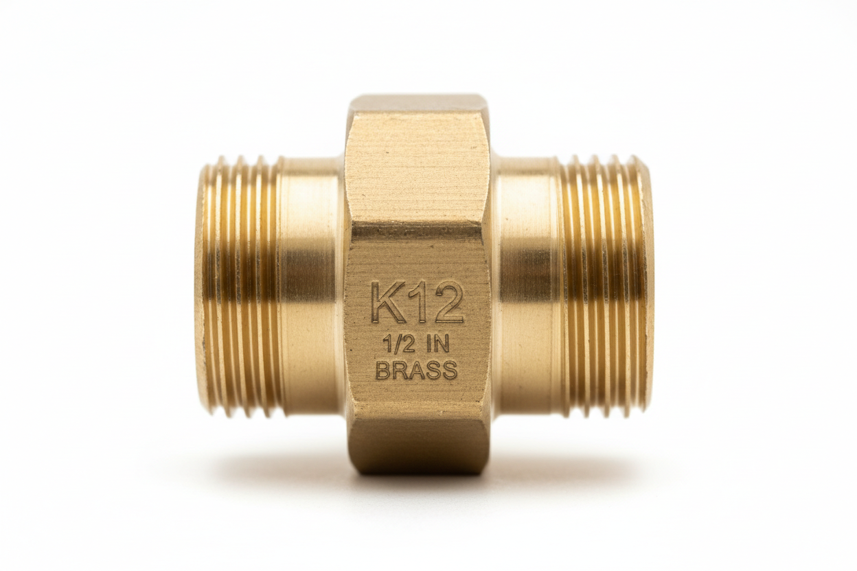 ½" K12 Brass Gate Valve — Wheel Handle Inline Shut-Off Valve