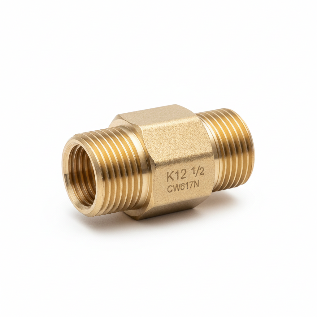 ½" K12 Brass Gate Valve — Wheel Handle Inline Shut-Off Valve