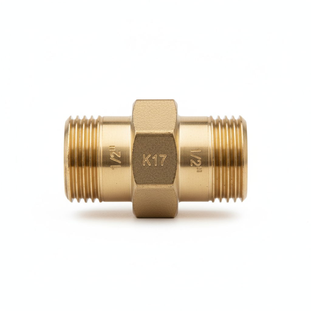 ½" K17 Brass Gate Valve — Wheel Handle Inline Shut-Off Valve