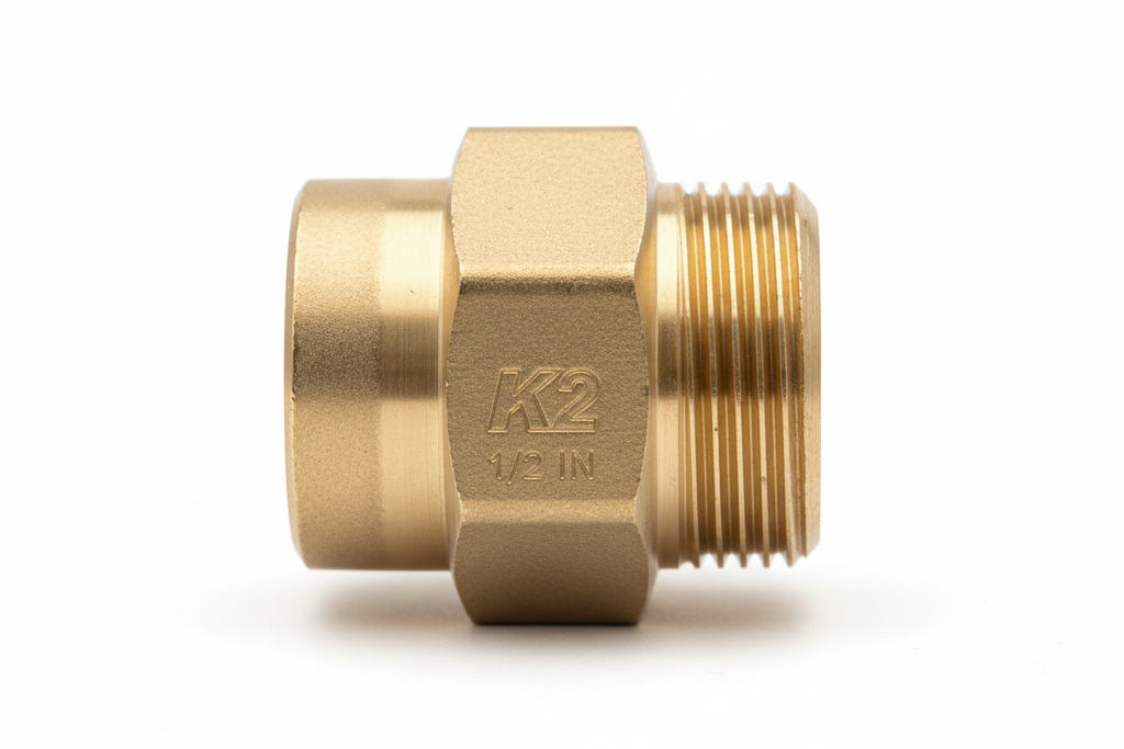 ½" K2 Brass Gate Valve — Wheel Handle Inline Shut-Off Valve