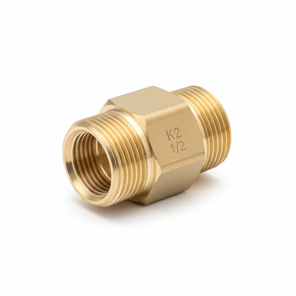 ½" K2 Brass Gate Valve — Wheel Handle Inline Shut-Off Valve