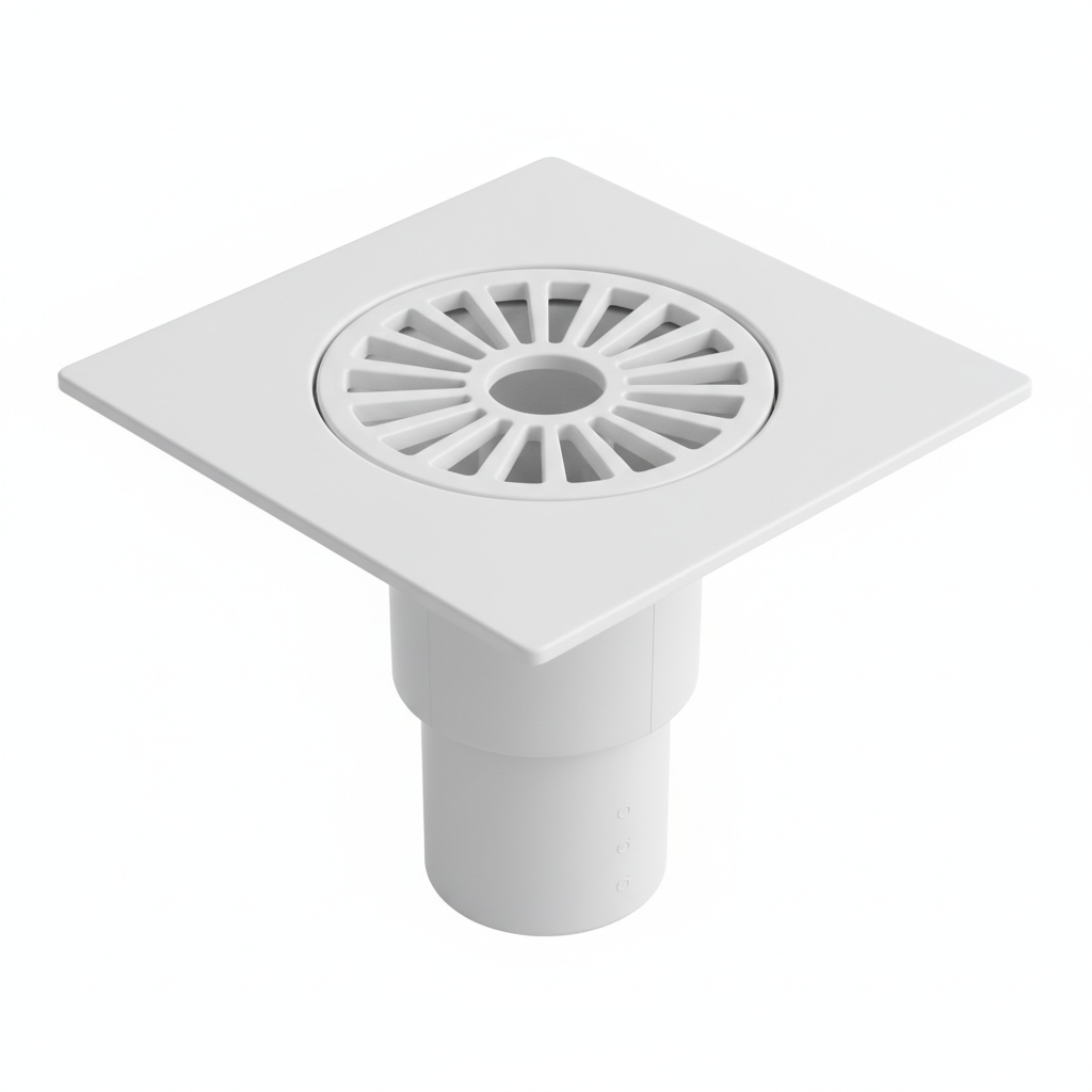 2" Plastic Floor Drain — Bathroom & Utility Room Waste Drain with Grate
