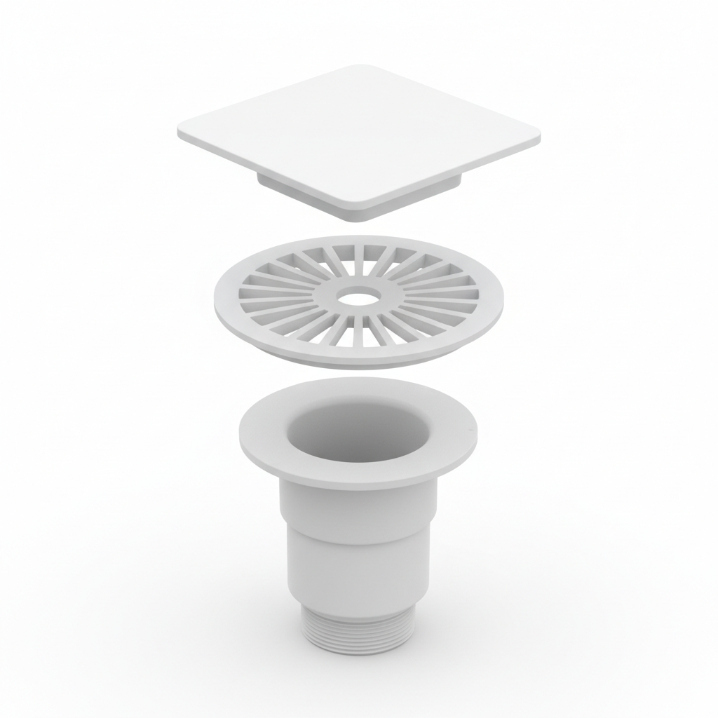 2" Plastic Floor Drain — Bathroom & Utility Room Waste Drain with Grate