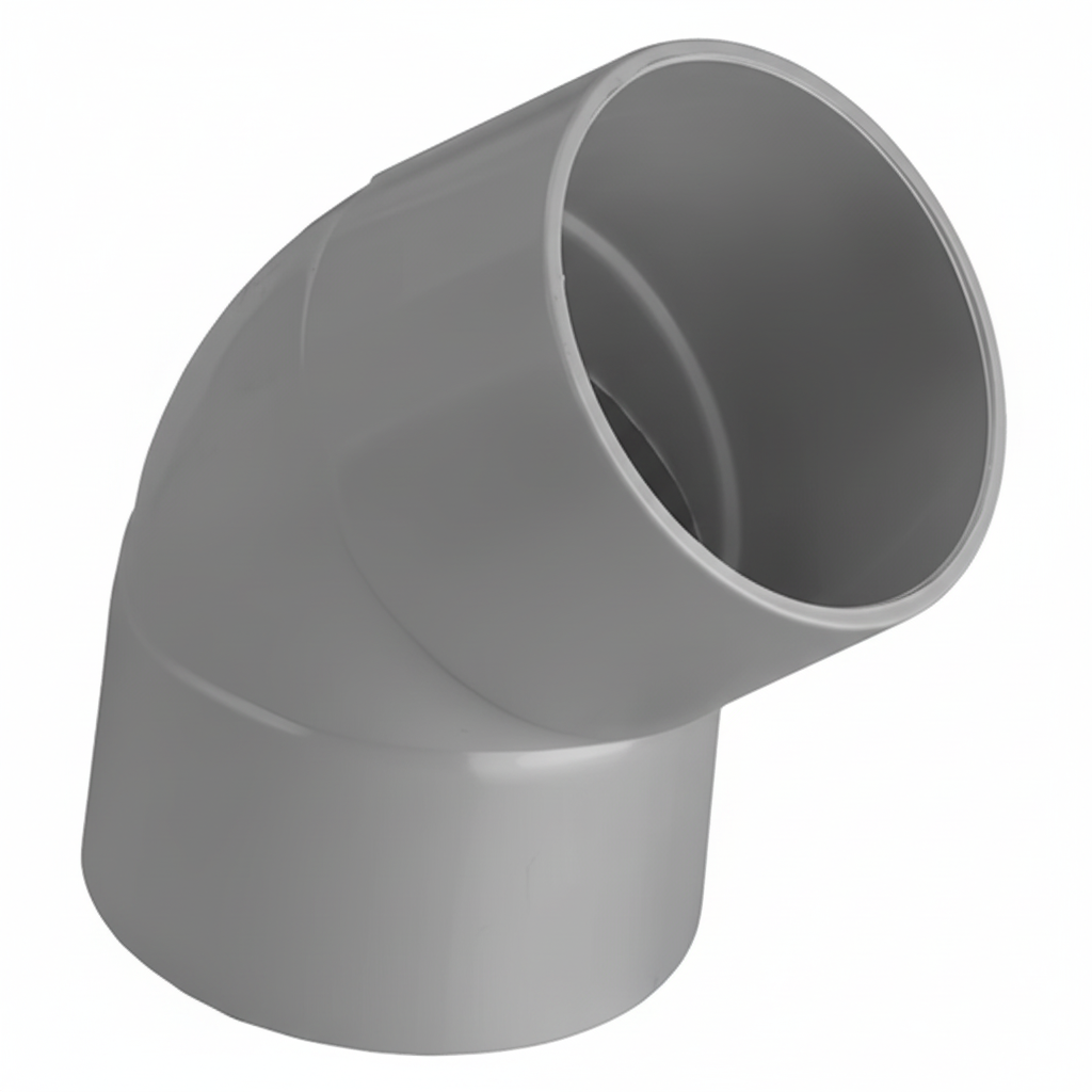 3" uPVC 45° Pipe Bend — Gradual Elbow for Drainage & Soil Pipe Systems