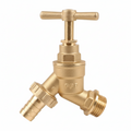 ¾" Brass Hose Bib Tap — Capstan Handle with Hose Barb Outlet (Local)