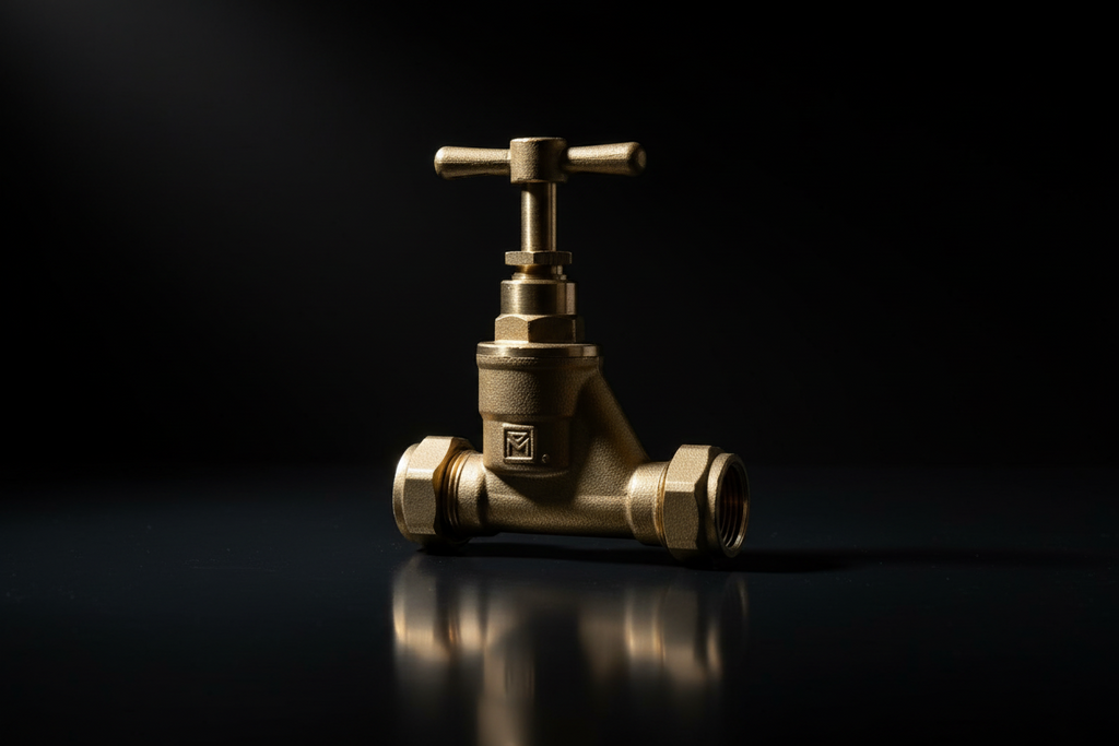 ½" K55 Brass Gate Valve — Heavy-Duty Wheel Handle Inline Shut-Off Valve