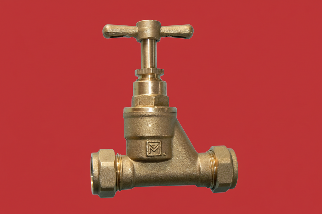 ½" K55 Brass Gate Valve — Heavy-Duty Wheel Handle Inline Shut-Off Valve