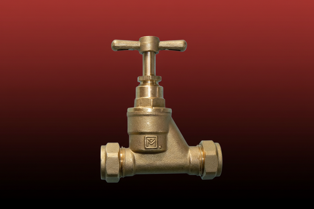 ½" K55 Brass Gate Valve — Heavy-Duty Wheel Handle Inline Shut-Off Valve