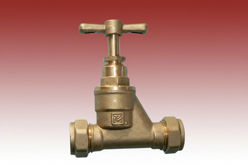 ½" K55 Brass Gate Valve — Heavy-Duty Wheel Handle Inline Shut-Off Valve