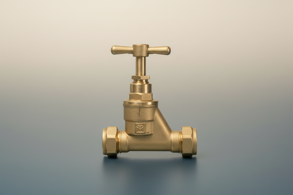 ½" K55 Brass Gate Valve — Heavy-Duty Wheel Handle Inline Shut-Off Valve
