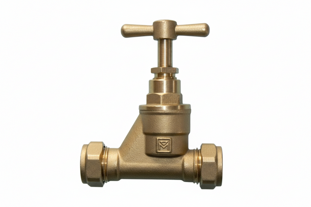 ½" K55 Brass Gate Valve — Heavy-Duty Wheel Handle Inline Shut-Off Valve