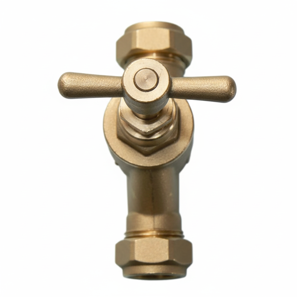 ½" K55 Brass Gate Valve — Heavy-Duty Wheel Handle Inline Shut-Off Valve