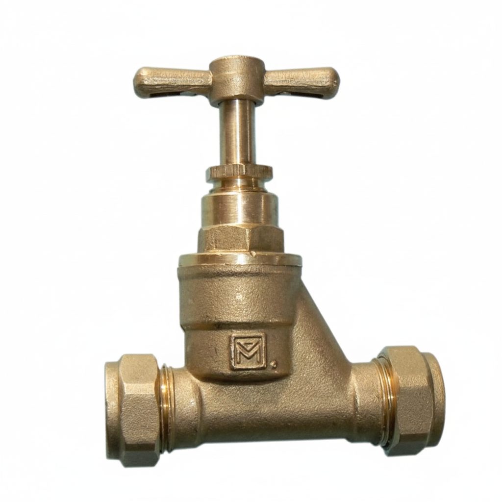 ½" K55 Brass Gate Valve — Heavy-Duty Wheel Handle Inline Shut-Off Valve
