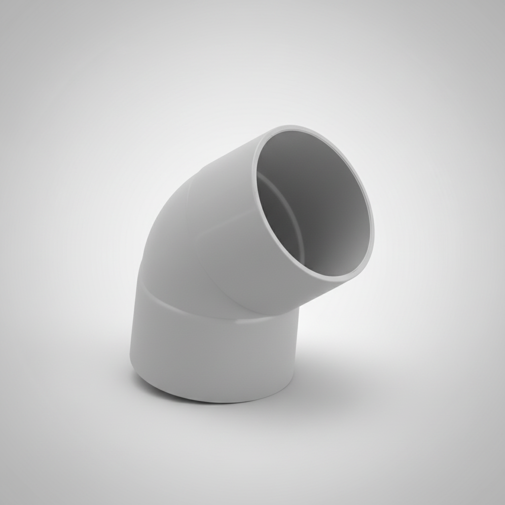 3" uPVC 45° Pipe Bend — Gradual Elbow for Drainage & Soil Pipe Systems