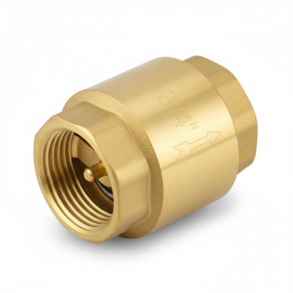 ¾" Brass Spring Check Valve - Studio 3/4 view