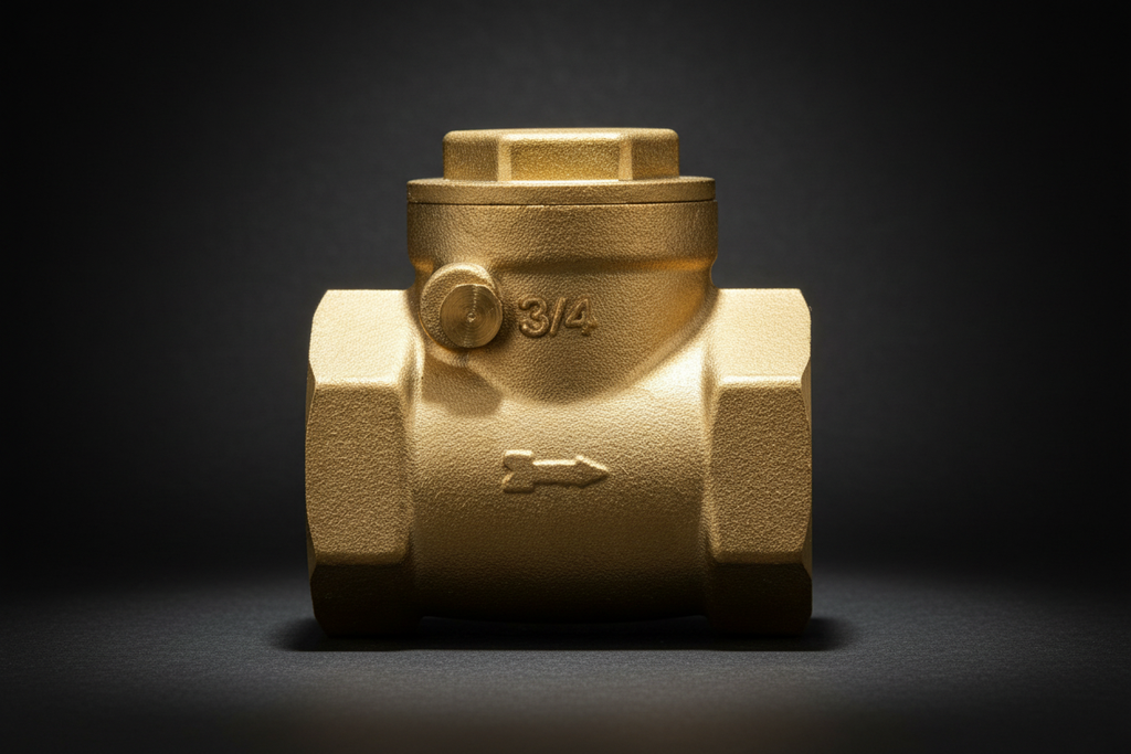 ¾" Brass Swing Check Valve - Hero dark background