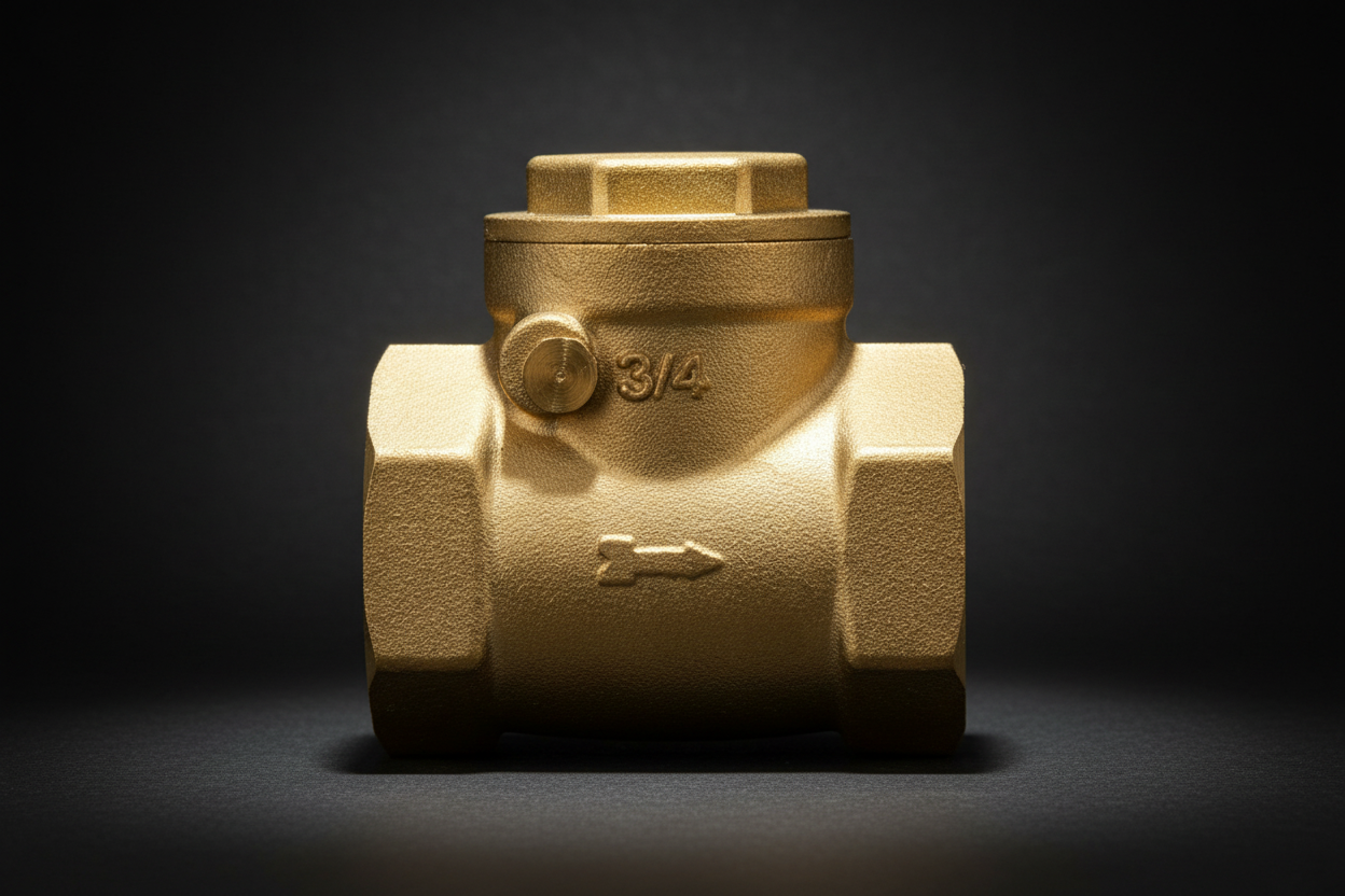 ¾" Brass Swing Check Valve - Hero dark background