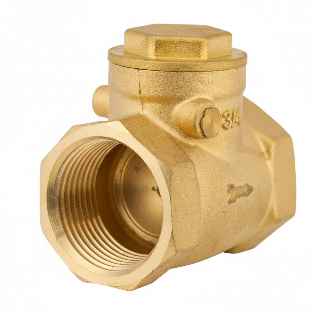 ¾" Brass Swing Check Valve - Thread and size marking macro detail
