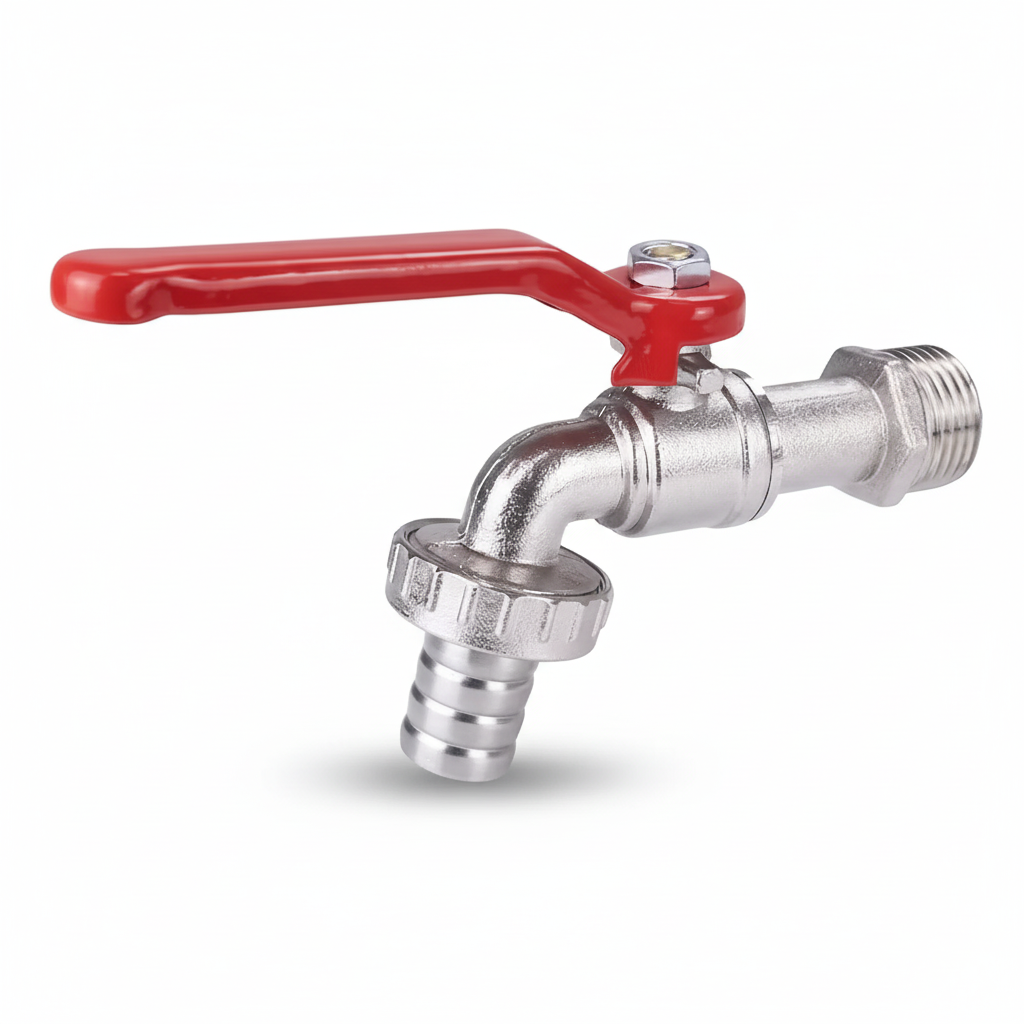 1/2" Chrome Brass Bibcock Tap - Side profile view