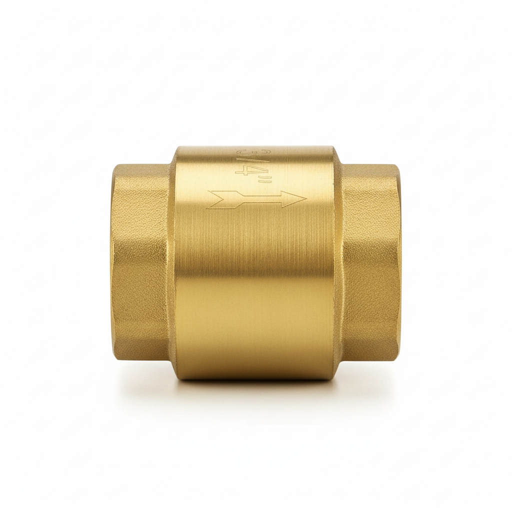 ¾" Brass Spring Check Valve - Side profile view