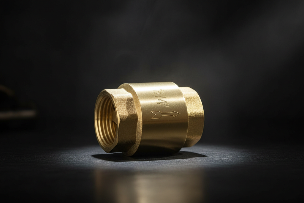 ¾" Brass Spring Check Valve - Hero dark background