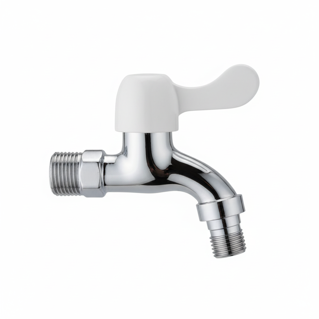 1/2" Chrome Brass Bib Tap - Side profile view