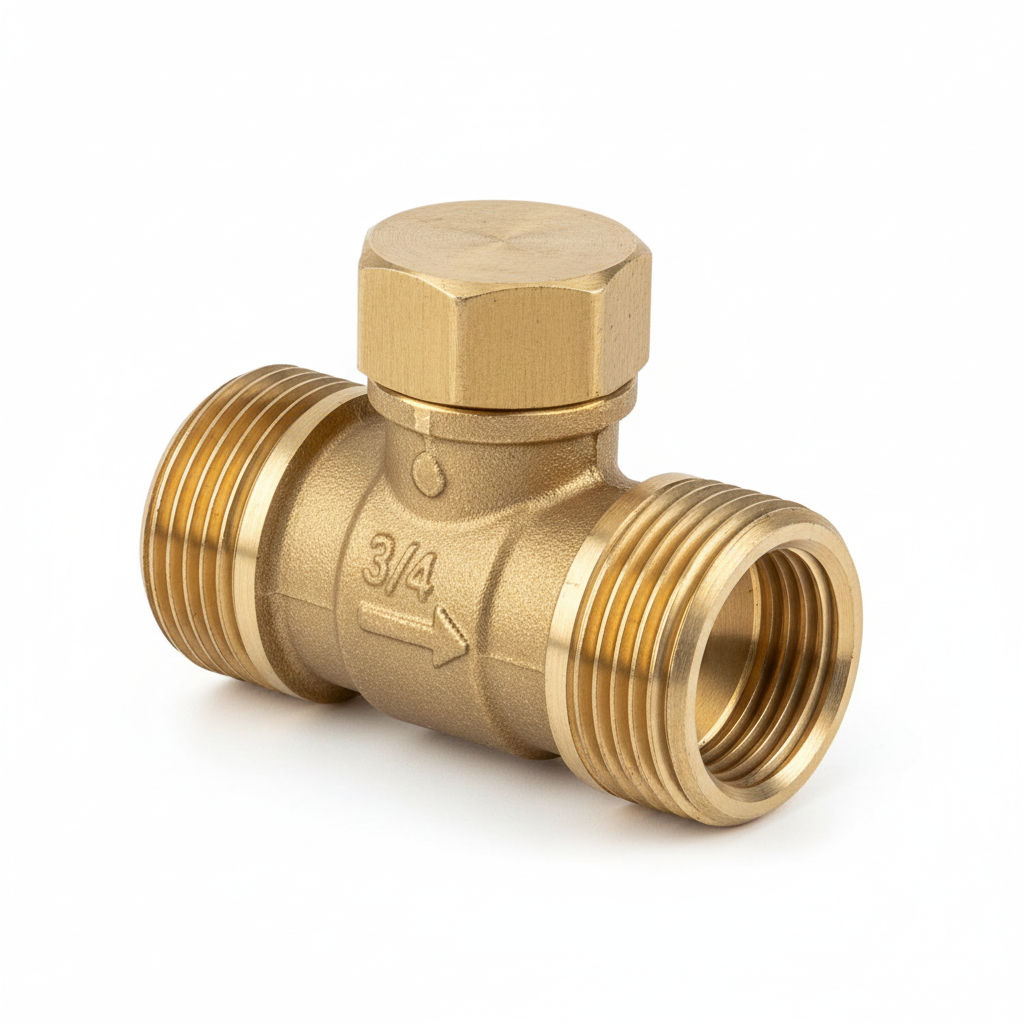 ¾" Brass Swing Check Valve - Studio 3/4 view