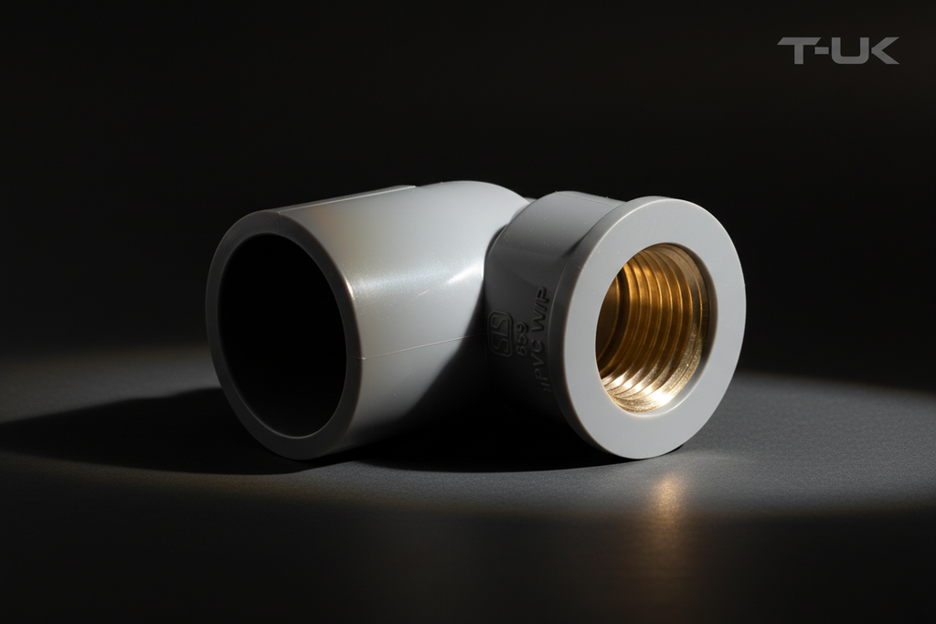 3/4" T-UK PVC Faucet Bend - Hero dark background
