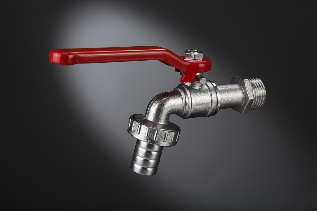 Chrome Brass Bibcock Tap - Hero dark background