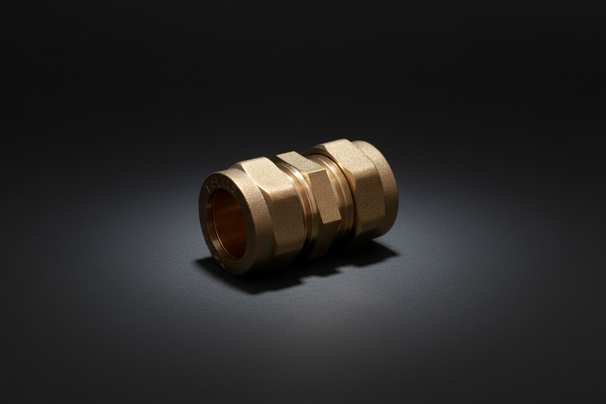 Brass Compression Straight Coupling - Hero dark background