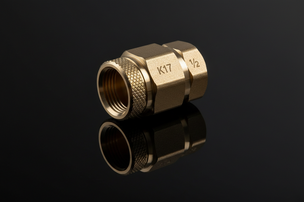 ½" K17 Brass Gate Valve — Wheel Handle Inline Shut-Off Valve