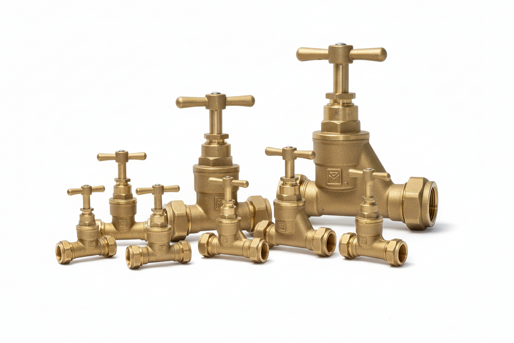 ½" K55 Brass Gate Valve — Heavy-Duty Wheel Handle Inline Shut-Off Valve