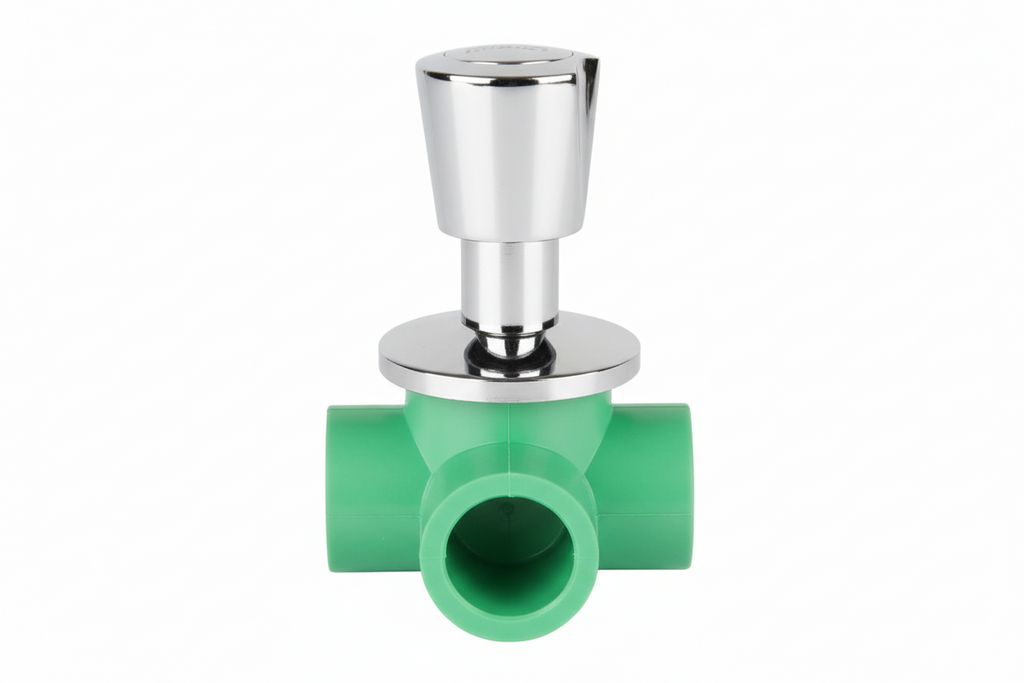 ½" PPR Chrome Stop Cork — Inline Ball Valve with Chrome Lever Handle