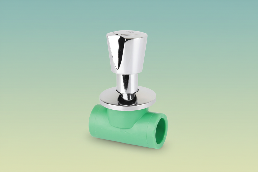 ½" PPR Chrome Stop Cork — Inline Ball Valve with Chrome Lever Handle