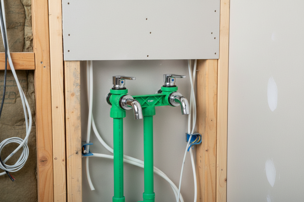½" PPR Faucet Bend Combine — Wall Plate Elbow with Brass Insert for Tap Connections